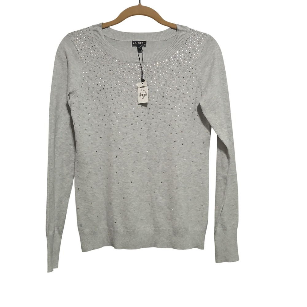 Express Rhinestone Embellished Sweater Long Sleeve Crew‎ Neck Women's Small